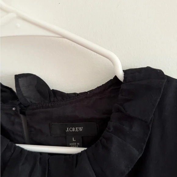 J.CREW Flutter-sleeve top in cotton-silk voile in Black Large - Picture 4 of 7